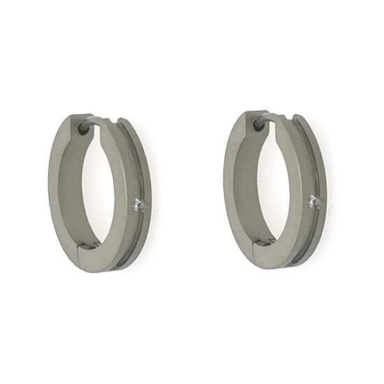 Ohringe Scharnier-Creolen aus Titan mit Zirkonia Ø17mm 90055