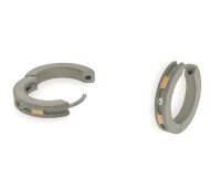 Ohringe Scharnier-Creolen aus Titan bicolor mit Zirkonia...