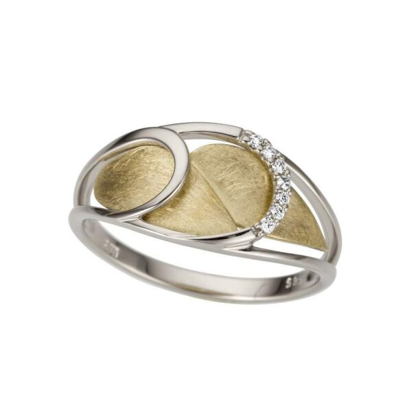Damenring aus 14 Karat (585) Weißgold & Gelbgold mit Brillanten