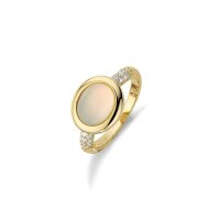 Damenring 925 Sterling-Silber vergoldet Zirkonia Cat-Eye...