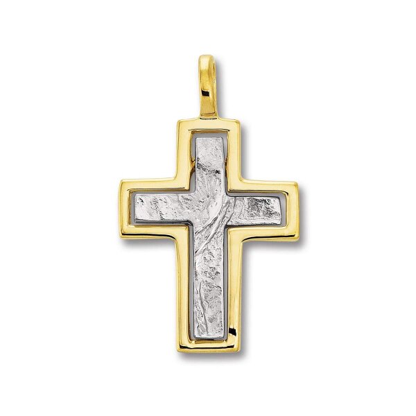 Anhänger Kreuz 8 Karat (333) Gelbgold teil-rhodiniert AH00096.101