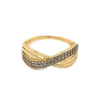 Damenring aus 8 Karat (333) Gelbgold mit Zirkonia Weite...