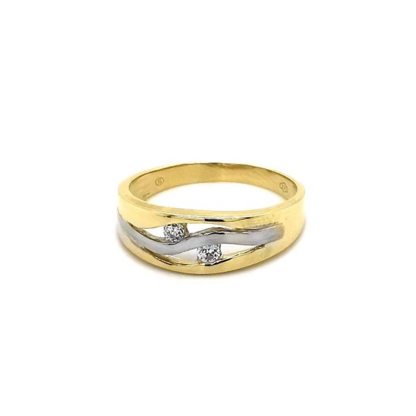 Damenring aus 8 Karat (333) Gold, Bicolor mit Zirkonia, Weite 66