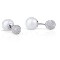 BERING Ohrstecker 925 Silber Keramik-Perle weiß...