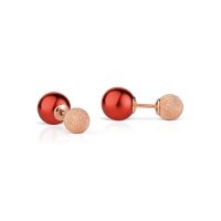 BERING Ohrstecker 925 Silber rosé Perle rot...