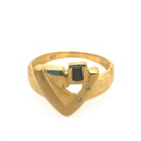 Goldring 8 Karat (333) mit Saphir und Zirkonia –...