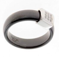 Edelstahl Keramik Damen Finger Ring schwarz Weite 58...