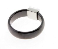 Edelstahl Keramik Damen Finger Ring schwarz Weite 58...