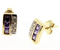 Ohrstecker Ohrringe echt Gold 333 mit synth. Amethyst...