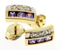 Ohrstecker Ohrringe echt Gold 333 mit synth. Amethyst...