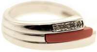 Echt Silber Damen Ring Schmuck Fingerring W 55 Sterlingsilber synt. Koralle