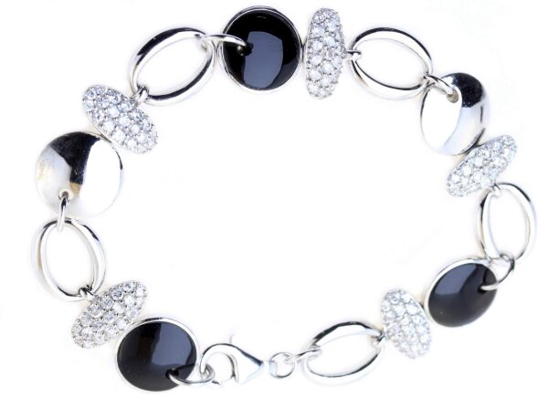 Schmuck Damen Armband Silber 925 rhodiniert anlaufgeschützt Onyx AS430142