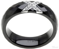 ITRR Damen Ring Schwarz Keramik Silber mit Zirkonia...