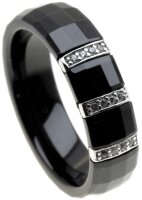 ITRR Damen Ring Schwarz Keramik Silber mit Zirkonia...