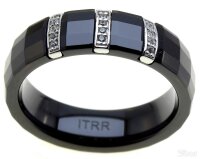 ITRR Damen Ring Schwarz Keramik Silber mit Zirkonia...