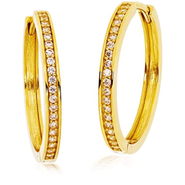 Ohrringe Scharnier-Creolen für Damen aus 8 Karat (333) Gelbgold mit Zirkonia