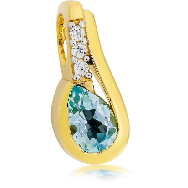 Anhänger für Damen aus 8 Karat (333) Gelbgold mit blau Topas, Zirkonia 53-117270