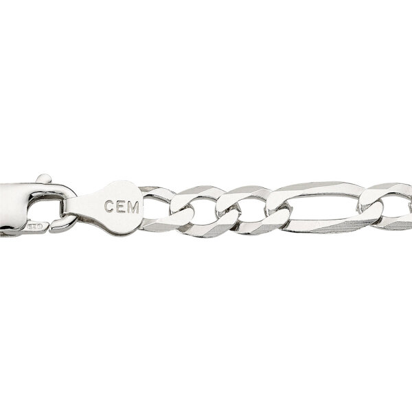 Armband Figaro geschliffen 5,8mm aus 925 Sterling Silber Rhodiniert, 21cm