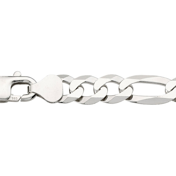 Armband Figaro geschliffen 7,5mm aus 925 Sterling Silber Rhodiniert, 21cm