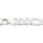 Armband Figaro geschliffen 7,5mm aus 925 Sterling Silber Rhodiniert, 21cm