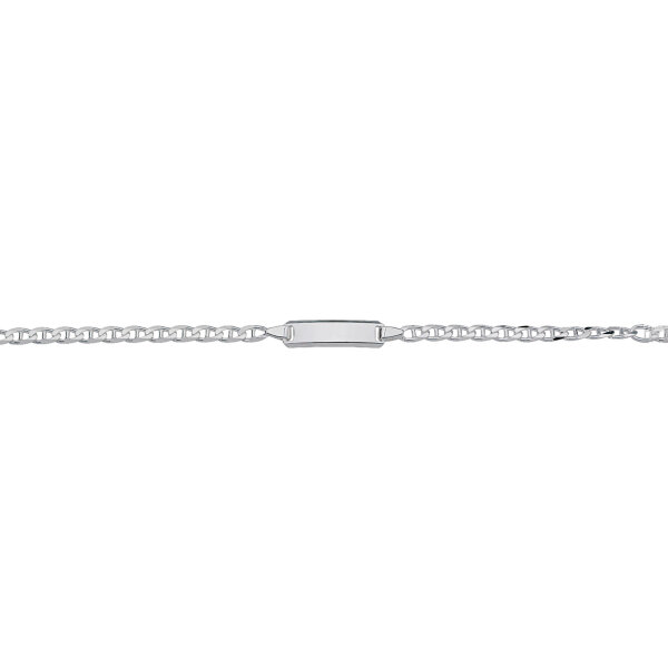 Kinderarmband 925 Silber rhodiniert mit Gravurplatte, 14 + 2 cm