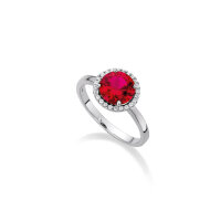 Silberring mit synthetischem Rubin und Zirkonia, Weite 56