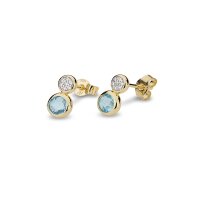 Ohrstecker aus 333/- Gelbgold mit Blautopas und Zirkonia