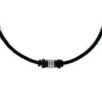 Leder Herrencollier schwarz geflochten mit...