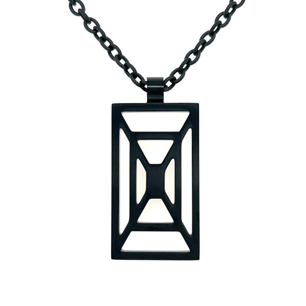 Edelstahl Ankerkette mit rechteckigem Anhänger, schwarz ionenplattiert, 50+5 cm