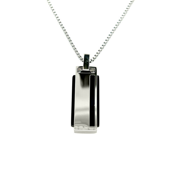 Edelstahl Venezia-Kette mit zweifarbigem Anhänger, poliert, 50+5 cm